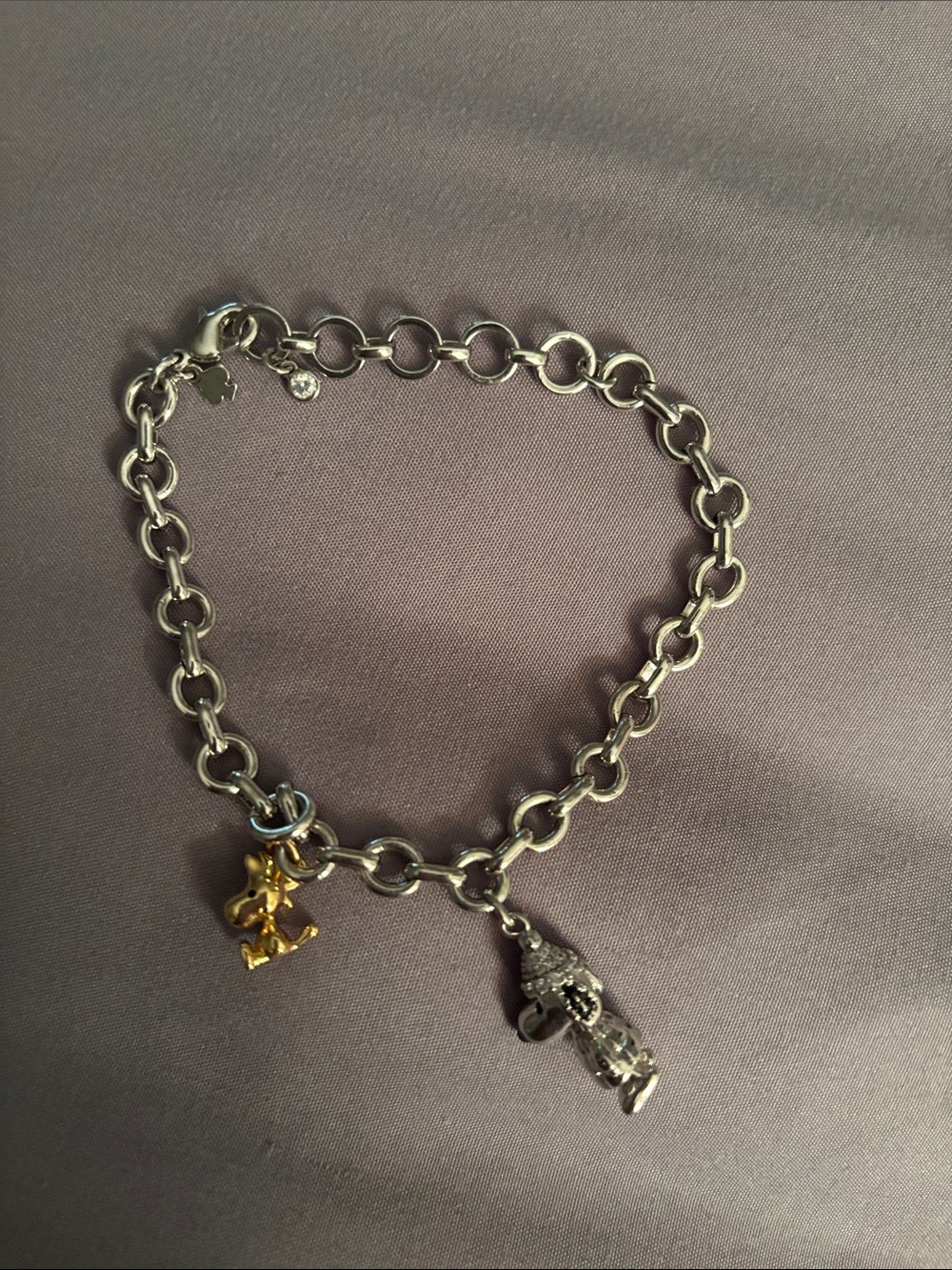 kate spade Snoopy Silver Chain Bracelet with Gold and Silver Charms